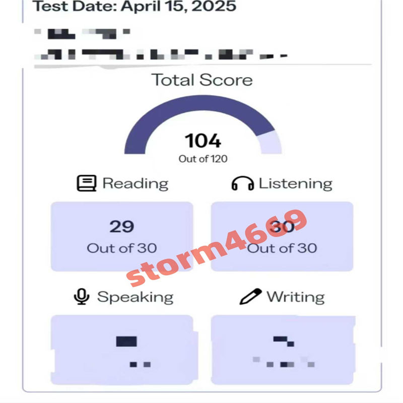 深圳某同学托福代考出104分